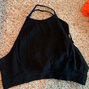 Black tie halter crop top